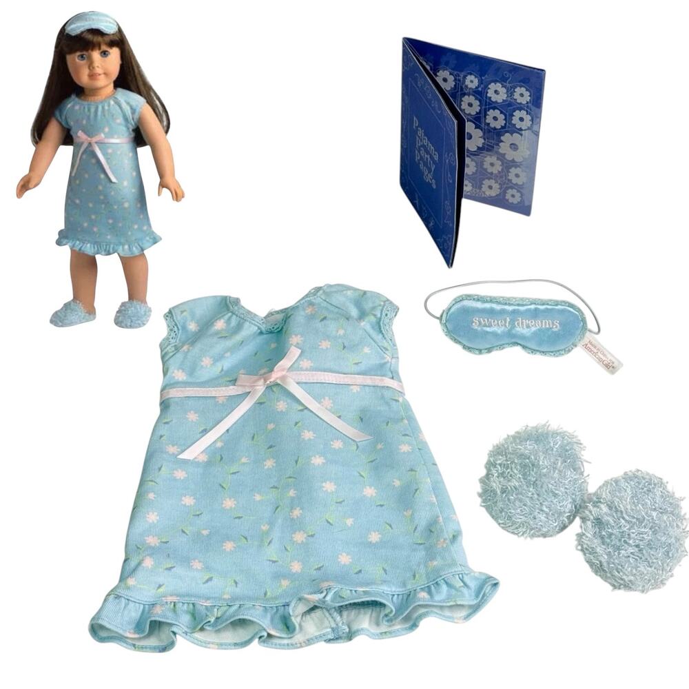 American Girl Today Blue Floral Nightgown Slippers Sleep Mask Pajama Party Pages